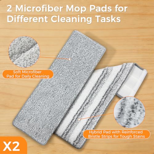 Flat Mop and Bucket Set with Wringer, Hands-Free Floor Mop System | Hands-Free Wringing, Wet & Dry Microfiber Pads, Wall & Floor Cleaning, Detachable Stackable Bucket