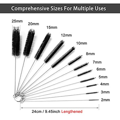 9.5 Inch Long Straw Cleaner Brush Set, 12 Pack Straw Pipe Cleaner Brush Set | Small Brushes For Cleaning Small Parts