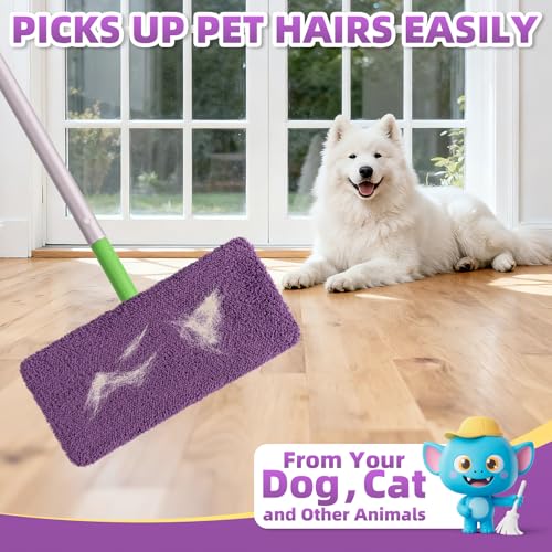 8 Pack Reusable Mop Pads Compatible with Swiffer Sweeper Mop, Dry and Wet Pads Refill, Microfiber Pads, Washable Sweeping Cloths for Surface/Hardwood Floor Cleaning (Purple) - color: Purple