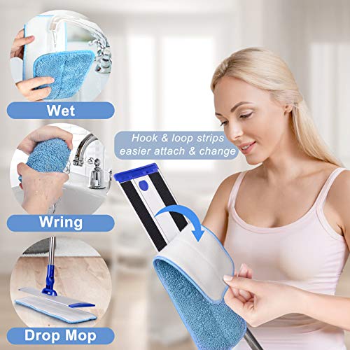 Conliwell Rubber Broom Carpet Rake for Pet Hair, Fur Remover Broom with Squeegee and 18" Professional Microfiber Mop Floor Cleaning System