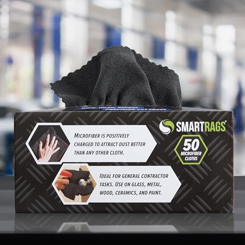 Arkwright Smart Rags Microfiber Cleaning Cloths, Pack of 50 in a Box, Lint Free 180 GSM Reusable Towels for Auto, Office and Household Cleaning, 12 x 12 in, Black - color: Black, size: 12 x 12 in
