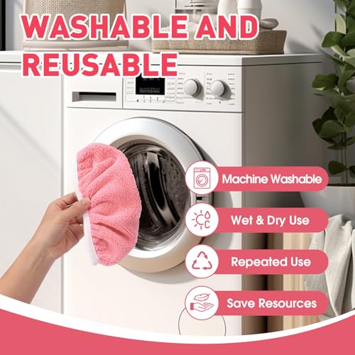 8Pcs Pink Reusable Mop Pads,Microfiber Mop Pads Compatible with Swiffer Sweeper, Dry Sweeping Cloths & Washable Wet Pads Refill for Floor - color: Pink-8 Pack