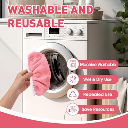8Pcs Pink Reusable Mop Pads,Microfiber Mop Pads Compatible with Swiffer Sweeper, Dry Sweeping Cloths & Washable Wet Pads Refill for Floor - color: Pink-8 Pack
