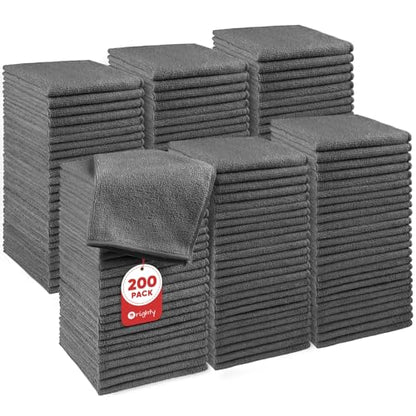 Orighty Washcloths Bulk, 200 Pack Highly Absorbent & Soft Feel Microfiber Face Towels, Multi-Purpose Wash Cloths & Hand Towels for Bathroom, Hotel, Spa, and Gym, 12x12 Inch, Grey - color: Grey