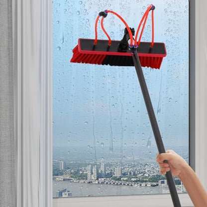 30ft Water Fed Pole Kit Solar Panel Cleaning Brush, Adjustable Window Cleaning Poles with 14in Water Fed Cleaning Brush, Solar Panel Cleaning Pole Outdoor Window Washing Equipment (30Ft, 14in Brush)
