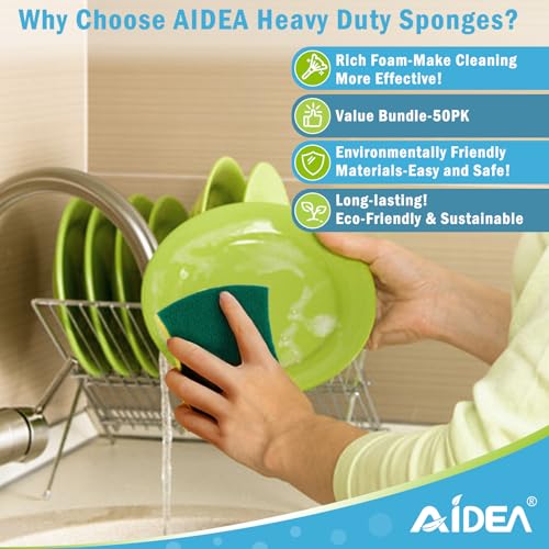 AIDEA Sponges Kitchen, 50 Pack Heavy Duty Dish Sponge, Cleaning Dish Scrubber Sponge for Home and Kitchen, Stink-Free Cleaning Supplies for Pots, Pans - style: Butterfly Shape
