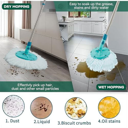 4 Pack Spin Mop Heads Replacement Compatible with Leifheit Clean Twist,Microfiber Head Mops for Leifheit Clean Twist Mop Systems,Dry Wet Clean All Hard-surfaced Floors Machine Washable