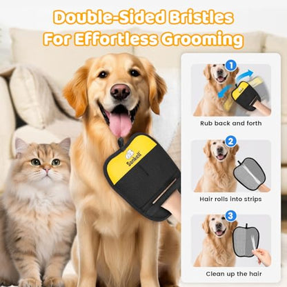 Pet Hair Removal Glove for Dogs & Cats, Sankell Upgraded Reusable Electrostatic Pet Hair Remover Glove, Magic Brush Mitt Tool for Couch, Furniture, Bed, Clothing, Carpet, Car Seat