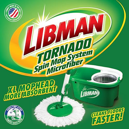 Libman Tornado Spin Mop System with 2 Refill Heads, Microfiber Spinning Mop and Bucket with Wringer Set for Home, Floor Cleaning of Hard-Wood, Laminate, Tile, All Surface Cleaner, 3 Total Mop Heads - style: Spin Mop Plus 2 Refills
