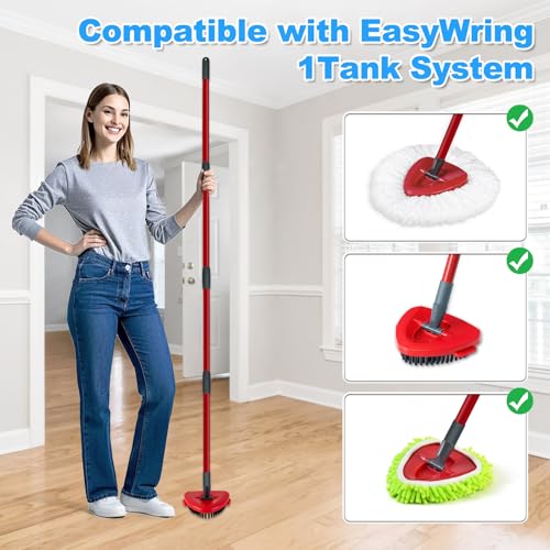 Mop Handle for Ocedar, Spin Mop Handle for O Cedar, 4-Section 30" to 58" Extendable Mop Handle Replacement for Ocedar, Mop Stick and Base for Ocedar Floor Cleaning, American Threaded Joint - size: Mop Handle(American Threaded Joint )&Base