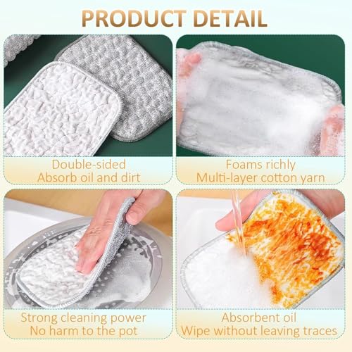 2026 New Powerful Cleaning Non Scratch Wire Dishcloth Rag for Wet and Dry, Double-Sided Steel Wire Scrubbing Cleaning Cloth for Kitchen Cookware, Sinks, Dishes. (5 Pcs) - color: 5 Pcs