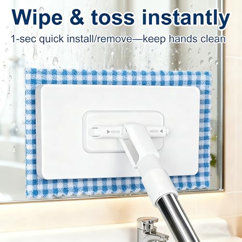 Snap Grip Mini Mop, Zero Touch MiniMop, Disposable Clip Mopstick Reusable Cloths,Desechable Mini Wash-Free Flat Mops for Gaps Corners Multi-Surface, Dry and Wet Use (1*Mop & 3*Cloth)