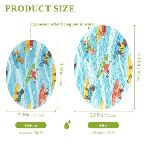 Surfing Dogs on Blue Waves Dish Scrub Sponges Kitchen Non Scratch Reusable Compressed Cellulose Sponge Hanging for Household Cleaning Washing Dishes Pots and Pans 3 Pack - color: Pattern8