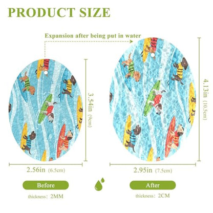 Surfing Dogs on Blue Waves Dish Scrub Sponges Kitchen Non Scratch Reusable Compressed Cellulose Sponge Hanging for Household Cleaning Washing Dishes Pots and Pans 3 Pack - color: Pattern8