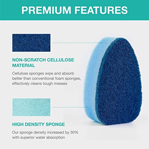 Dishwand Refill with Handle, Non Scratch Dish Wand Replacement Sponge Heads | Heavy Duty Head Soap Control Dispenser Set, Dishwashing Scrub Dispensing Brush Dishwasher Pad, Kitchen Sink Cleaning Scrubber - color: Blue, size: 7 Piece Set
