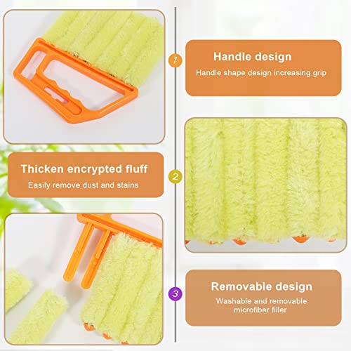 Mwellewm 2Pcs Window Venetian 7 Finger Dusting Cleaner Tool and 1Pc Window Blind Cleaner Duster Brush Hand-Held Window Shutters Venetian Shades Brush for Air Conditioner Duster Dirt - color: Yellow