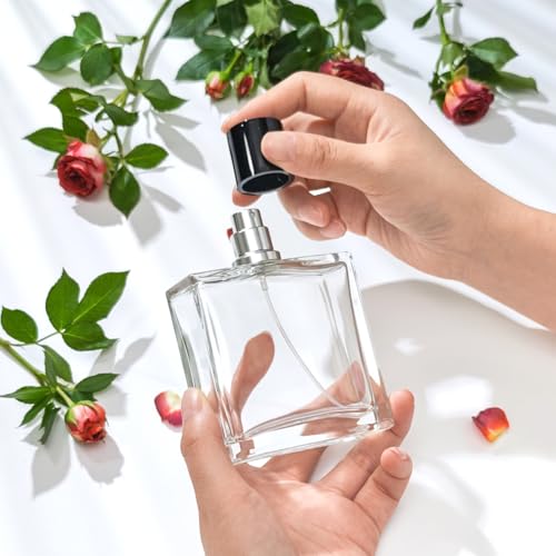 100ml/3.4 Oz Glass Spray Bottle Perfume Atomizer,Empty Refillable Perfume Spray Bottle with 3 Kinds of Dispenser (A4) - style: A4