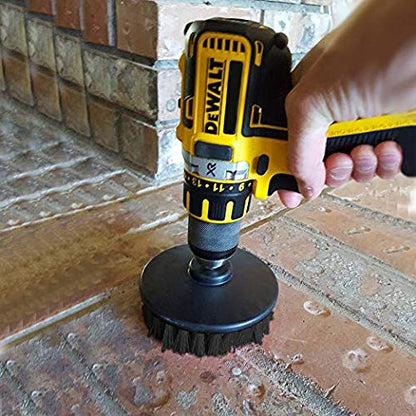 HUAWELL 8 Piece Black Drill Brush Ultra Stiff Cleaning Brush with Extend Attachment Set- All Purpose for Bathroom Surfaces, Grout, Smokers, Grills, Floor, Tile and Hard Water(Black) - color: Black
