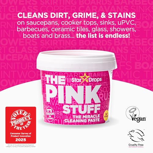 Stardrops The Pink Stuff Cleaning Paste 500g, Multi Purpose Cleaner for Kitchen, Bathroom, Tiles, Glass, Shower, Oven, Sink, Stainless Steel, Removes Grease, Grime & Stains - size: 17.63 Ounce (Pack of 1)
