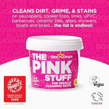 Stardrops The Pink Stuff Cleaning Paste 500g, Multi Purpose Cleaner for Kitchen, Bathroom, Tiles, Glass, Shower, Oven, Sink, Stainless Steel, Removes Grease, Grime & Stains - size: 17.63 Ounce (Pack of 1)