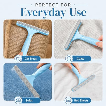 2 Pack Portable Pet Dogs Cats Hair Remover Lint Removal Shaver Tool Fur Scraper Carpet Rake for Couch Furniture Car Mats Fabric Sofa Clothes Bedding Blue - color: Blue