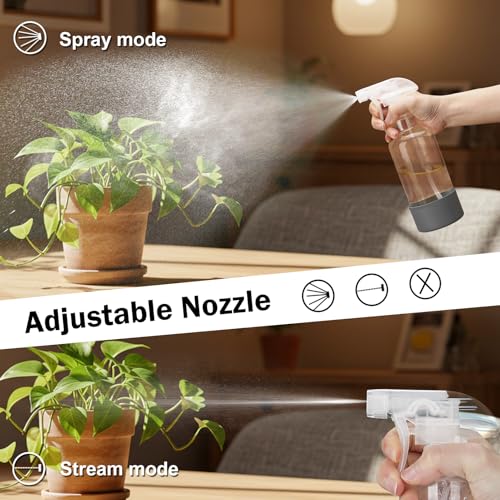 Glass Spray Bottles with Silicone Sleeve 16.9oz 2 Pack Empty Spray Bottle for Hair Mist/Stream Spraying for Cleaning Solutions, Plants, Essential Oils (clear-green&grey) - color: clear-green&grey