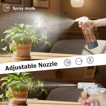 Glass Spray Bottles with Silicone Sleeve 16.9oz 2 Pack Empty Spray Bottle for Hair Mist/Stream Spraying for Cleaning Solutions, Plants, Essential Oils (clear-green&grey) - color: clear-green&grey
