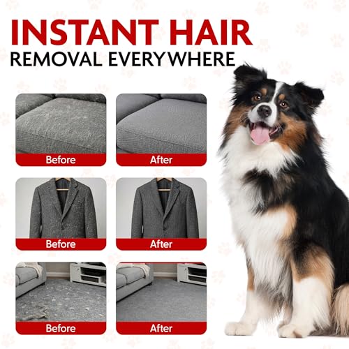 Pet Hair Removal Glove | Cats and Dogs | Reusable Electrostatic Fur Remover with Upgraded Dual-Directional Bristles | Non-Slip Finger Loop Design for Laundry, Furniture, Clothes, Couch & Car (Red) - color: Red