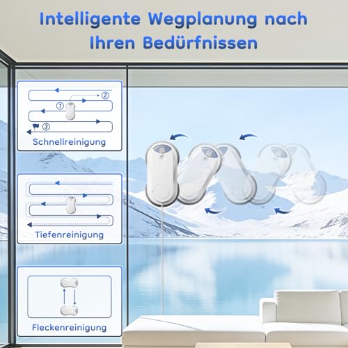 Obito X3 Window Cleaning Robot, Dual Nozzles with Ultrasonic Spray, 5.0 AI Path Planning, Max 3200Pa & Steady-Climbing System, Automatic Edge Detection, Robot Window Cleaner Inside/Outside, White