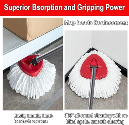 10 PCS Spin Mop Replacement Head,100% Microfiber Mop Heads Replacements Compatible with Cedar Easywring 1-Tank System, 360 Degree Round Mop Refills for Easy House Cleaning Floor Mopping - size: 10PCS