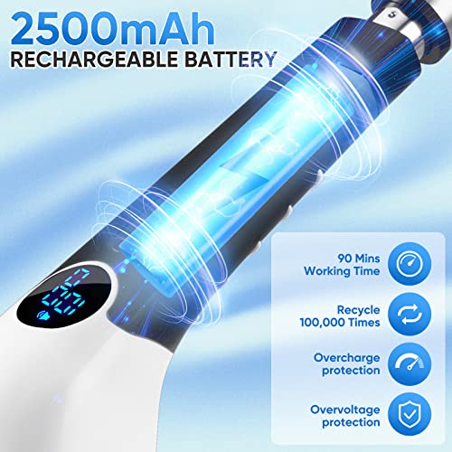 Electric Spin Scrubber, 2024 New Cordless Cleaning Brush with 8 Replaceable Brush Heads, Power Shower Scrubber Long Handle, Extendable Handheld Electric Scrubber for Bathroom Floor Tub Tile