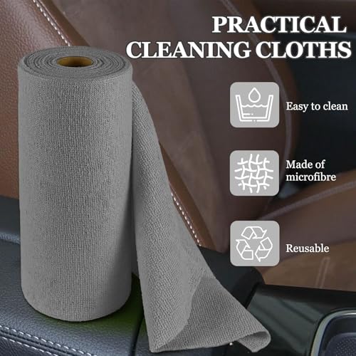 wuyaoyao 50PCS Microfiber Cleaning Cloth Roll, 10"×10" Tear Away Microfiber Towels, Reusable Washable Cloth Paper Towels, Multi-Purpose Cleaning Rags for Car Home Kitchen Garage Shop (Gray) - color: Gray