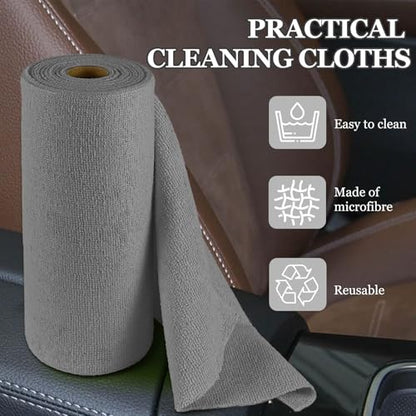 wuyaoyao 50PCS Microfiber Cleaning Cloth Roll, 10"×10" Tear Away Microfiber Towels, Reusable Washable Cloth Paper Towels, Multi-Purpose Cleaning Rags for Car Home Kitchen Garage Shop (Gray) - color: Gray