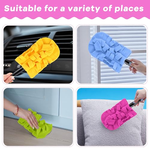 Zubebe 12 Pcs Duster Refill Reusable Fleece Duster Refills Feather Flat Dusters Multi Surface Washable Cleaning Pads Tools for Home, Blinds, Car, Pet, Furniture, Fans (Red,Yellow,Green,Blue) - color: Red, Yellow, Green, Blue