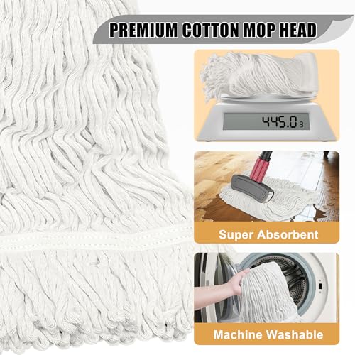 Commercial Mop Head Replacement - 2 Pack Heavy Duty Cotton Heads for Floor Cleaning - Washable Looped End String Mop Refill for Home Kitchen Industrial - size: Mop Head Replacement