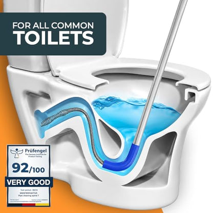 Meisterfaktur toilet snake [6 feet] - toilet auger for heavy toilet blockages - No damage thanks to silicone protection - the closet auger for real DIYs! (6 FEET)