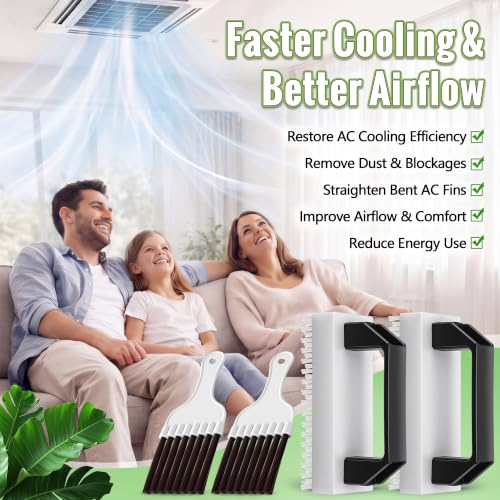 Dreyoo 4PCS AC Fin Comb Cleaner Kit, Air Conditioner Fin Comb, Air Coil Cleaning Brush & AC Straightener Coil Cleaner for HVAC, Evaporator, Refrigerator, Radiator Repair Tool - style: Brush
