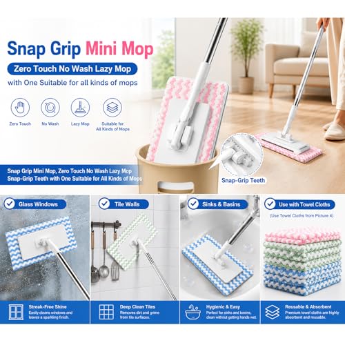 Hands Free Flat Mop Mini Mop Cloth Changing Replacement Package Microfiber Cleaning Cloth, Soft Absorbent Rags Replacement 10 Cleaning Cloths Easy Cleaning - color: 10*cloth