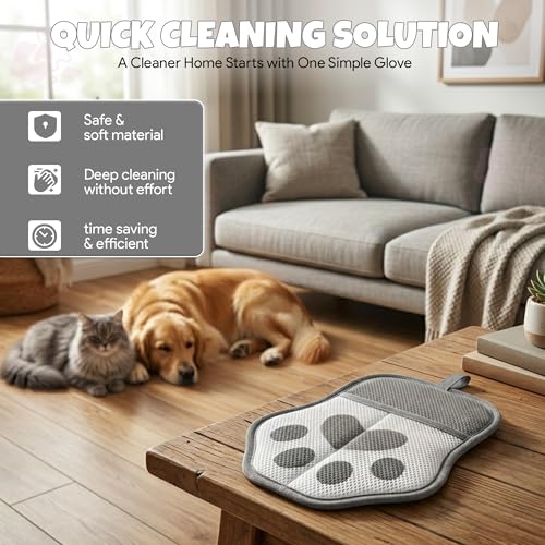 Nexius Pet Hair Removal Glove, Reusable Strong Grooming Fur Remover for Cats & Dogs, Electrostatic Pet Hair Remover| Removes Fur from Furniture, Clothes, Carpets & Car Seats (Grey) - color: Grey, size: Pack 1