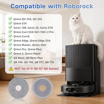 VIEWALL 8 Pack Mop Cloths for Roborock Qrevo QV 35A/35S/S5V/Q Revo S/Pro/Master/Plus/Curv/S5X/Edge/S5A/QX Revo/Saros 10R/20 Series Vacuum Cleaner, Microfiber Washable Mop Pad Replacement Accessories - size: Qrevo/Saros Mop Pads 8 Pack