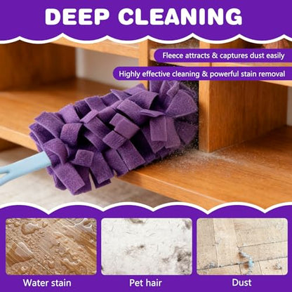 Duster Refill Reusable Fleece Duster Refills, Heavy Duty Feather Flat Dusters Refills Washable Cleaning Pads for Home, Blinds, Car, Pet, Furniture, Fans (5 Pack-Mixed Color)