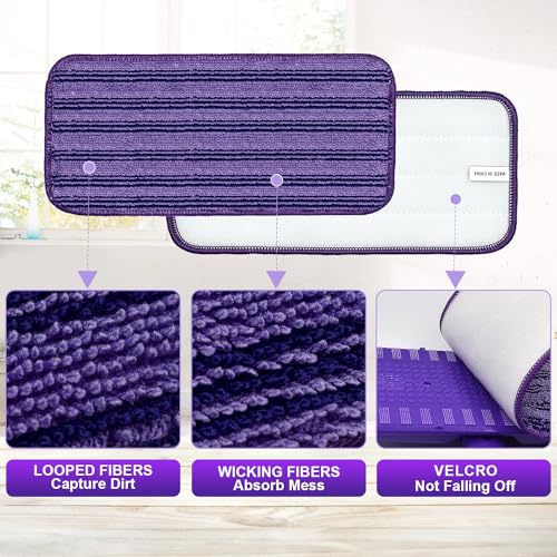 Updated & Innovative Cationic Mop Pads for Swiffer Wet Jet and Most Velcro 10" 11" 12" Spray Mops, Reusable Swiffer Wet Jet Mop Pads Replacement
