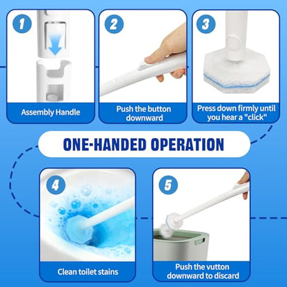 Disposable Toilet Brush and Holder Set, with 50 PCS Toilet Bowl Refills for Clorox, Wall Mounted Disposable T-oilet Bowl Kit, for Bathroom, Sink & Bathtub, Touchless T-oilet Cleaning System
