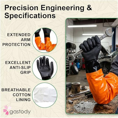 Gastody™ - Chemical Resistant Gloves, Reusable,Heavy Duty Safety Work Gloves,Resist Acid,Oil,Alkali - S-M-L-XL-XXL Size - size: X-Large, style: Extra-long 27.5"