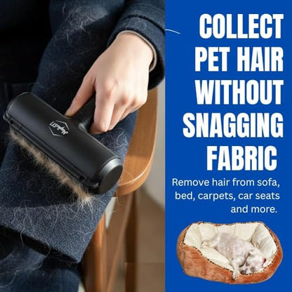 Pet Hair Remover Roller Reusable Lint Roller for Dog & Cat Hair – Fur Remover for Couch, Furniture, Carpet, Car Seats & Clothes – Portable Manual Pet Hair Cleaning Brush (Black) - color: Black