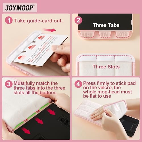 JOYMOOP Microfiber Replacement Pads for 13-Inch Flat Mop System, Reusable Refills, Pack of 2, Grey and Pink - color: 2 Pcs 13" - 1 Grey+1 Pink, size: 13.0 × 4.9 Inch