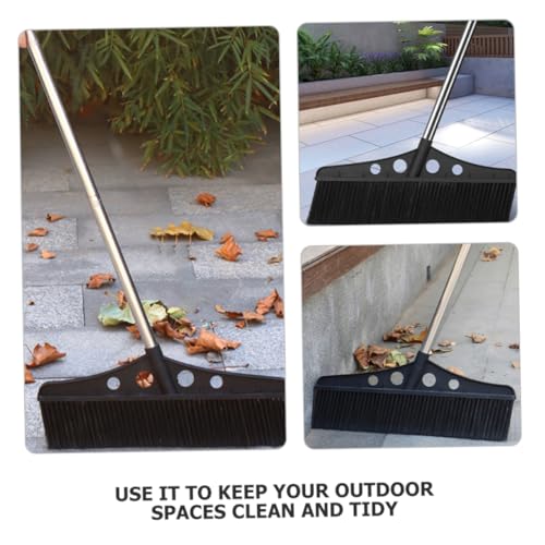 Wide Detachable Garden Broom with Long Handle Stainless Steel Deck Brush for Outdoor Sweeping for Warehouses Patios and Rough Surfaces
