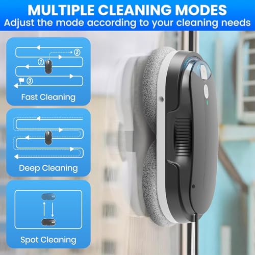 Window Cleaning Robot - Double Helix 4800-6400Pa Suction, Dual Ultrasonic Spray, 85ml Tank, Edge Detection, Anti-Drop, 3 Cleaning Modes for Streak-Free Glas - color: Black-gray