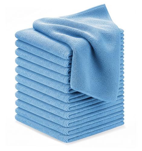 Avalon Towels Microfiber Cleaning Cloths (Value Pack of 12) - Size 12 x 12 Inches, Highly Absorbent Cleaning Rags, Lint Free, Reusable and Washable, Microfiber Towels for Cars - color: Blue, size: Pack of 12 - 12x12 Inches