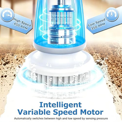 DAESUNG Electric Spin Scrubber, New Electric Bathroom Brush with 7 Replaceable Heads, Power Scrubber with LED Display, Electric Scrubbers for Cleaning Shower, Tile, Grout, Sink - color: A-white